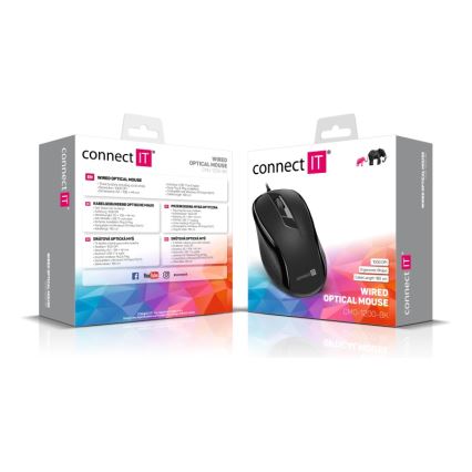 CONNECT IT CMO-1200-BK - Rato com fios 1000 DPI preto