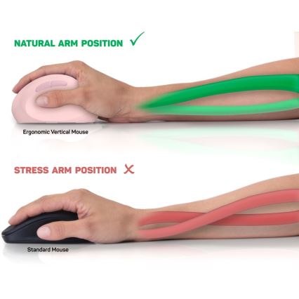 CONNECT IT CMO-2600-PK - Rato sem fios ergonómico 800/1200/1600 DPI 1x pilha AA rosa