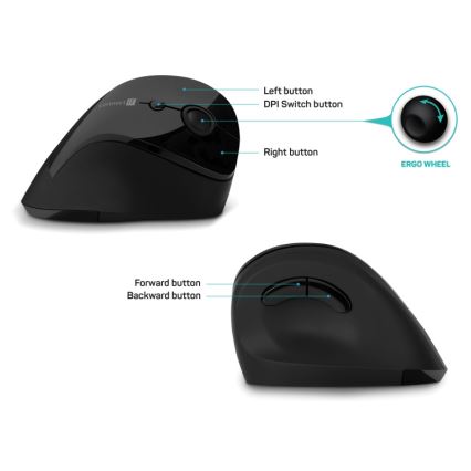 CONNECT IT CMO-2700-BK - Rato sem fios ergonómico 800/1200/1600 DPI 1xAA preto