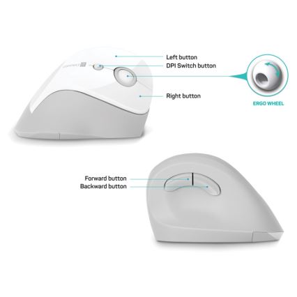 CONNECT IT CMO-2700-WH - Rato sem fios ergonómico 800/1200/1600 DPI 1xAA branco