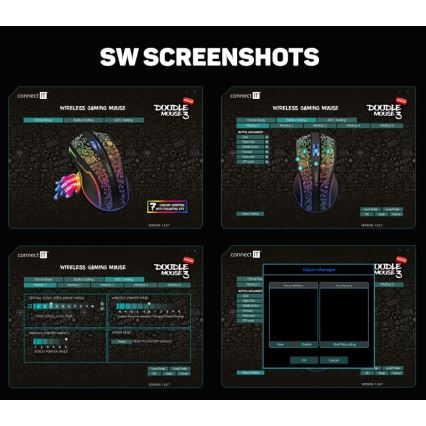 CONNECT IT CMO-3530-DD - Rato para jogos LED RGB sem fios 800/1200/1600/2400/4800 DPI 600 mAh preto