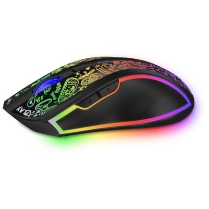CONNECT IT CMO-3530-DD - Rato para jogos LED RGB sem fios 800/1200/1600/2400/4800 DPI 600 mAh preto