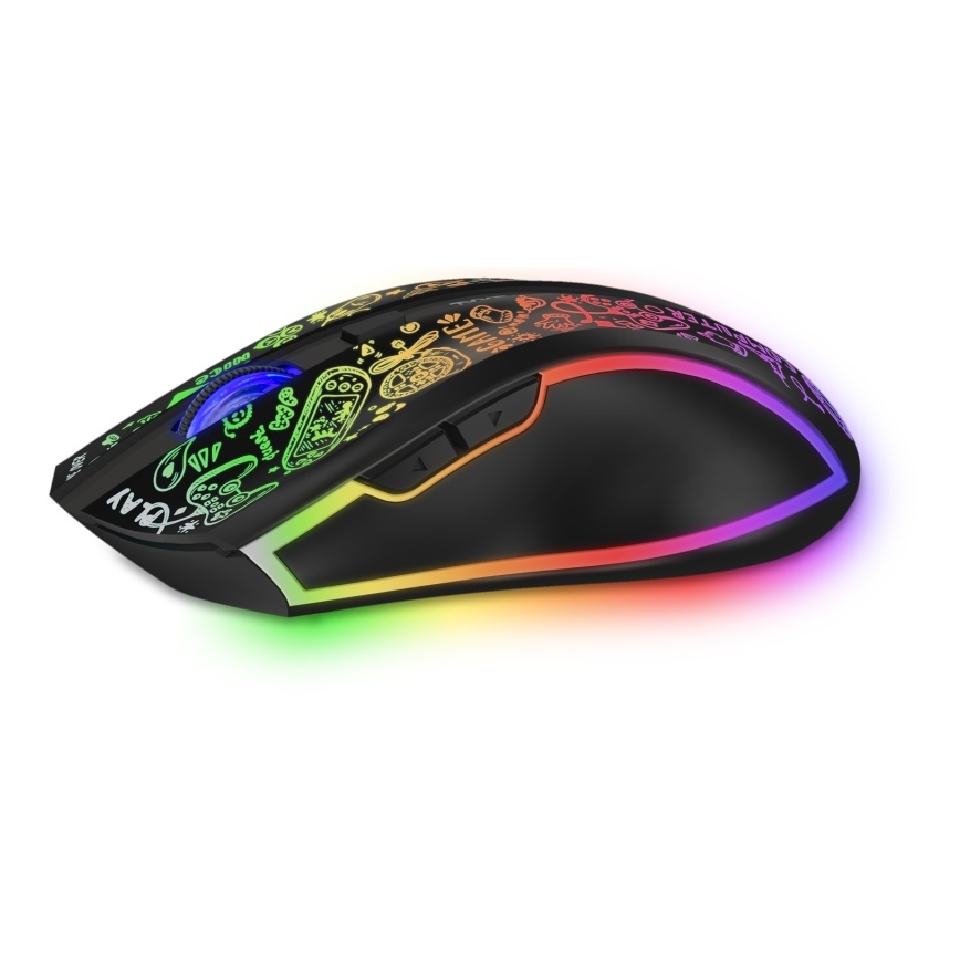 CONNECT IT CMO-3530-DD - Rato para jogos LED RGB sem fios 800/1200/1600/2400/4800 DPI 600 mAh preto