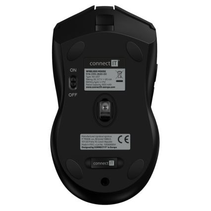 CONNECT IT CMO-3530-DD - Rato para jogos LED RGB sem fios 800/1200/1600/2400/4800 DPI 600 mAh preto