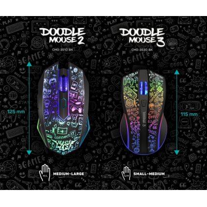 CONNECT IT CMO-3530-DD - Rato para jogos LED RGB sem fios 800/1200/1600/2400/4800 DPI 600 mAh preto