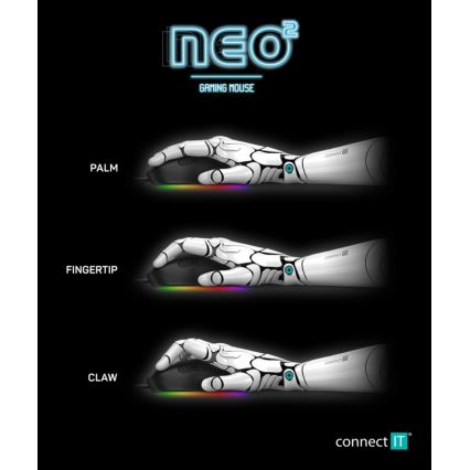 CONNECT IT CMO-3589-BK -  Rato LED RGB para jogos com fios 200-7200 DPI preto