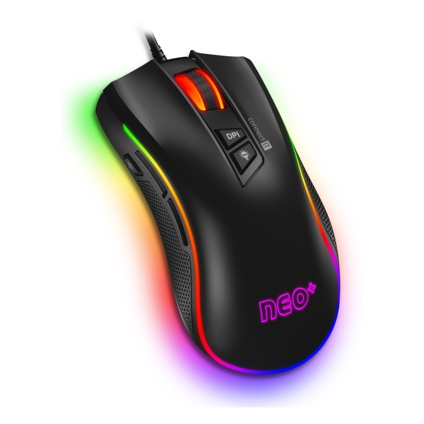 CONNECT IT CMO-3591-BK - Rato gamer com fio LED RGB 500-7200 DPI preto