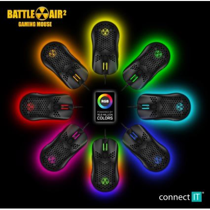 CONNECT IT CMO-5511-BK - Rato gamer com fio LED RGB 200-12800 DPI preto