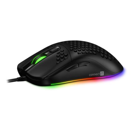 CONNECT IT CMO-5511-BK - Rato gamer com fio LED RGB 200-12800 DPI preto