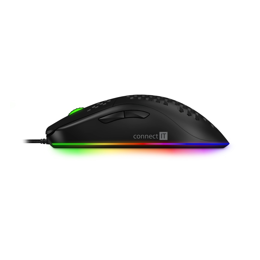 CONNECT IT CMO-5511-BK - Rato gamer com fio LED RGB 200-12800 DPI preto