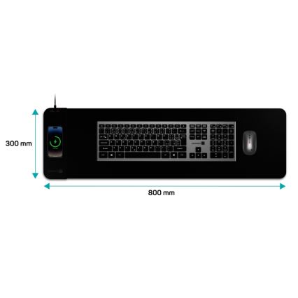 CONNECT IT CMP-2500-LG - Tapete para teclado e rato com Qi carregamento sem fios 80x30 cm preto