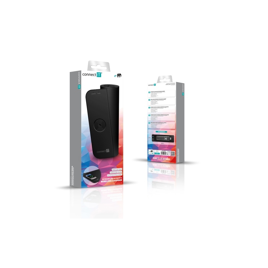CONNECT IT CMP-2500-LG - Tapete para teclado e rato com Qi carregamento sem fios 80x30 cm preto