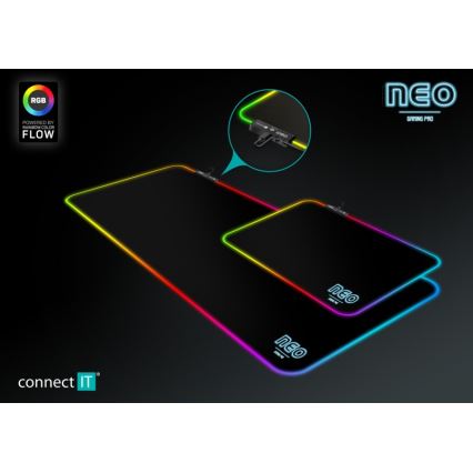 CONNECT IT CMP-3100-SM - Tapete de jogo LED RGB para rato 32x24,5 cm preto