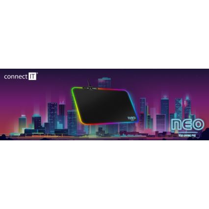 CONNECT IT CMP-3100-SM - Tapete de jogo LED RGB para rato 32x24,5 cm preto
