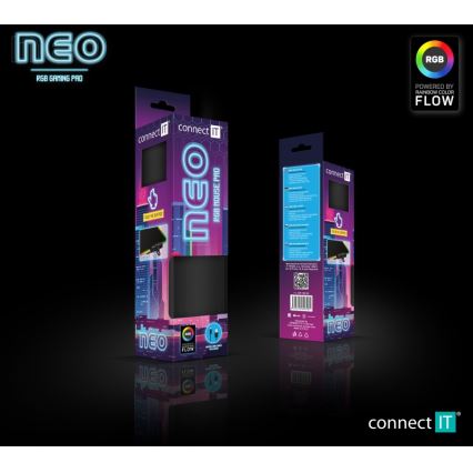 CONNECT IT CMP-3100-SM - Tapete de jogo LED RGB para rato 32x24,5 cm preto