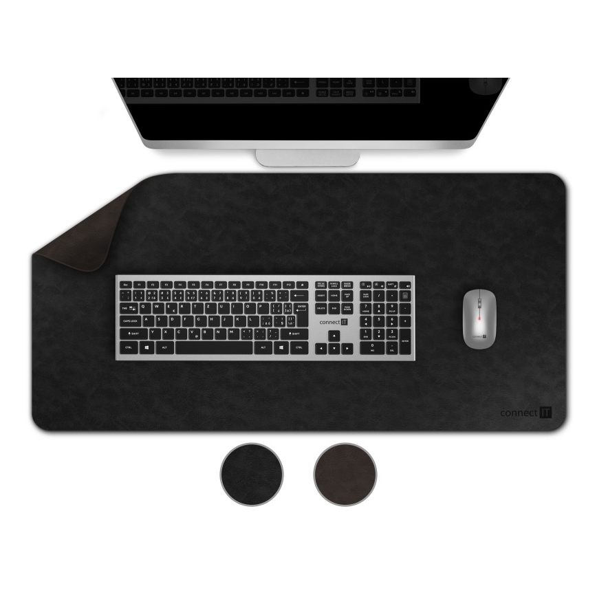 CONNECT IT CMP-4030-LG - Tapete reversível para teclado e rato 90x40 cm preto/castanho