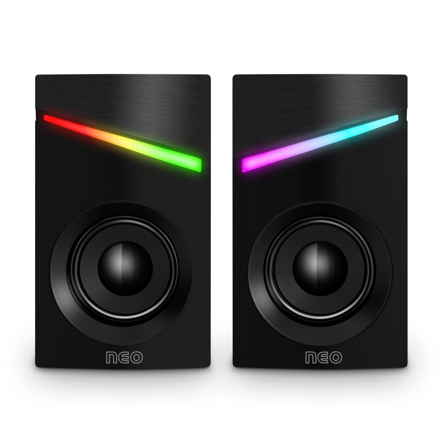 CONNECT IT CSP-1100-BK - CONJUNTO 2x Colunas LED RGB Gaming 6W/5V preto