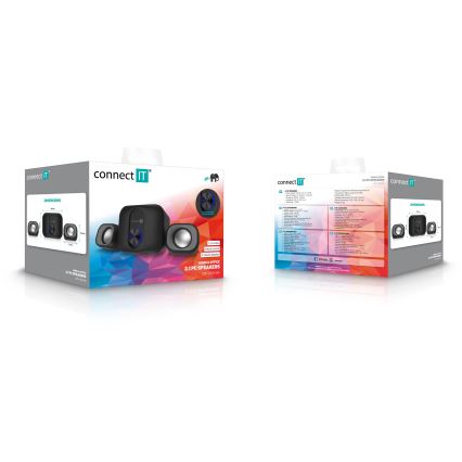 CONNECT IT CSP-2100-BK - Conjunto de colunas LED com subwoofer 11W/5V preto
