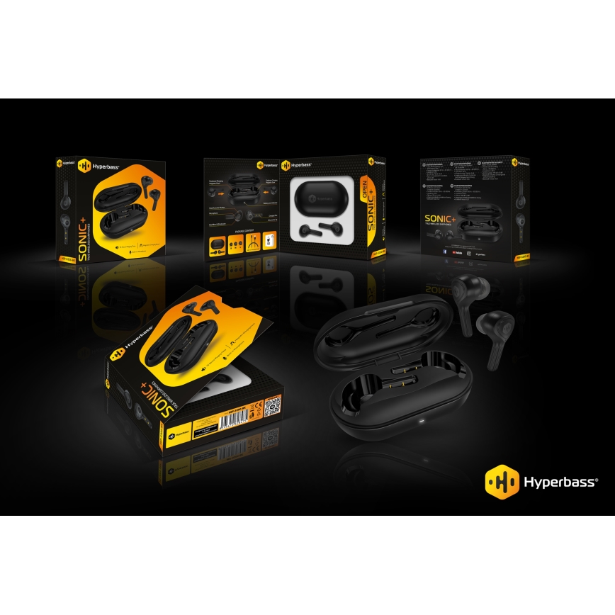 CONNECT IT HEP-5300-BK - Auscultadores sem fios com microfone 300 mAh + 2x 35 mAh preto