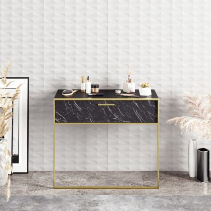 Consola de parede POLKA 76,8 x 90 cm dourado/preto