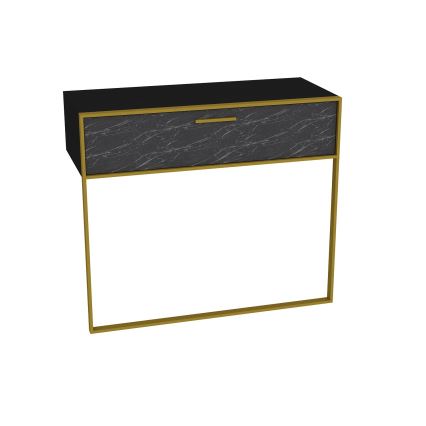 Consola de parede POLKA 76,8 x 90 cm dourado/preto