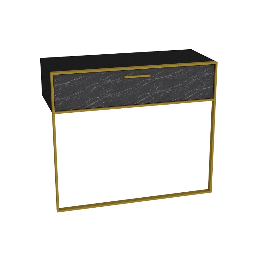 Consola de parede POLKA 76,8 x 90 cm dourado/preto