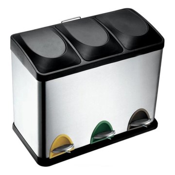 Contentor de lixo para resíduos recicláveis 45 l preto/inox