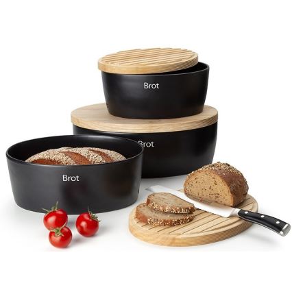 Continenta C3730 - Caixa para pão com tampa 30x23 cm preta/seringueira