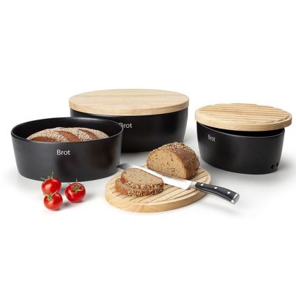 Continenta C3730 - Caixa para pão com tampa 30x23 cm preta/seringueira