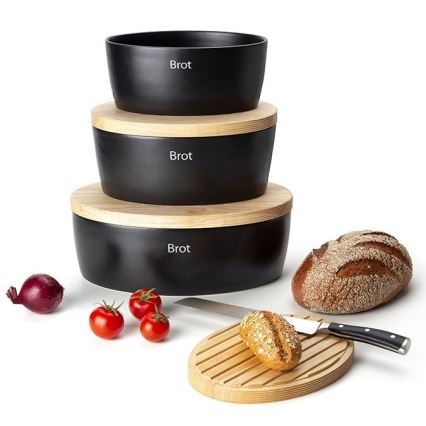 Continenta C3730 - Caixa para pão com tampa 30x23 cm preta/seringueira