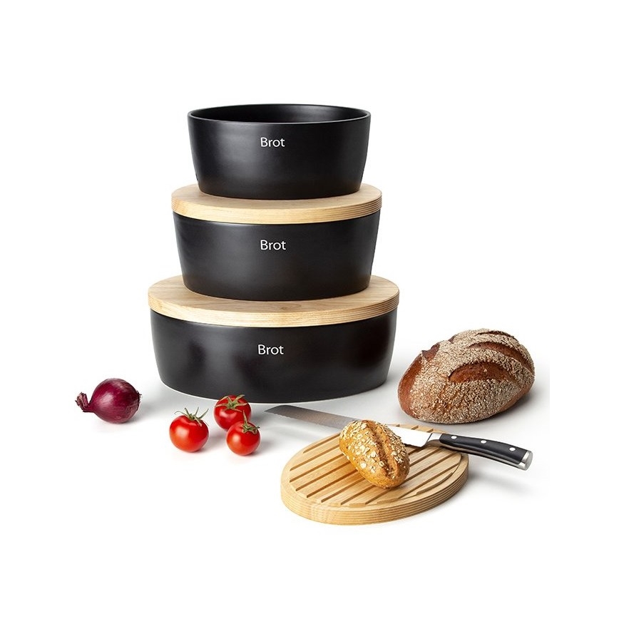 Continenta C3730 - Caixa para pão com tampa 30x23 cm preta/seringueira