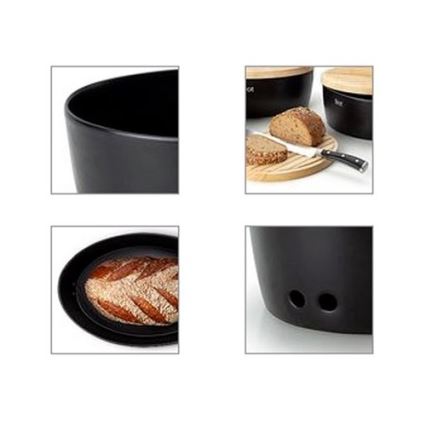 Continenta C3730 - Caixa para pão com tampa 30x23 cm preta/seringueira