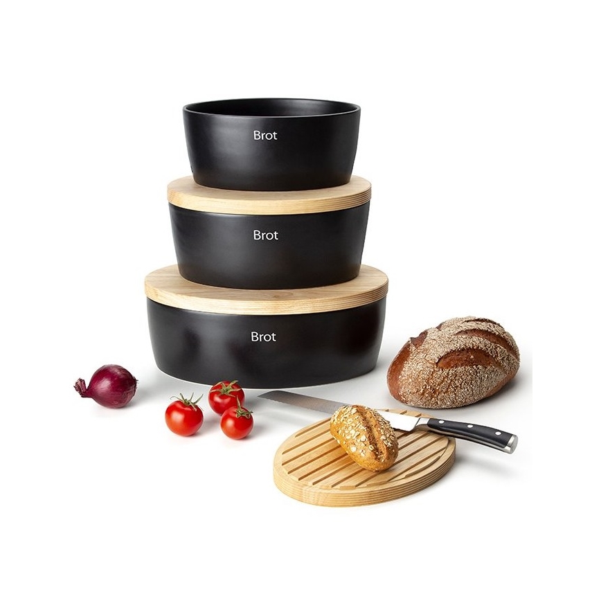 Continenta C3732 - Caixa de pão 13,5x36 cm preto/ bege