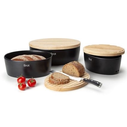 Continenta C3732 - Caixa para pão com tampa 36x23 cm preto/seringueira