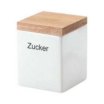 Continenta C3912 - Caixa para alimentos em cerâmica com tampa 10x10x12,5cm borracha de figueira