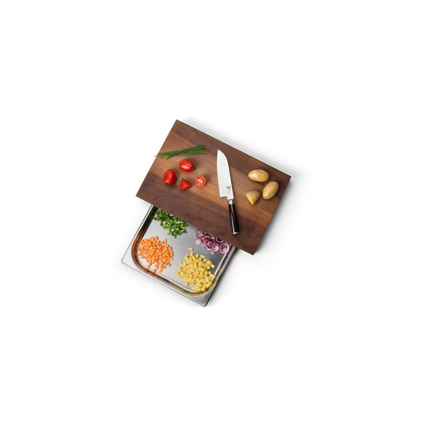 Continenta C4210 - Tábua de cortar de cozinha com tigela 39x27 cm de nogueira