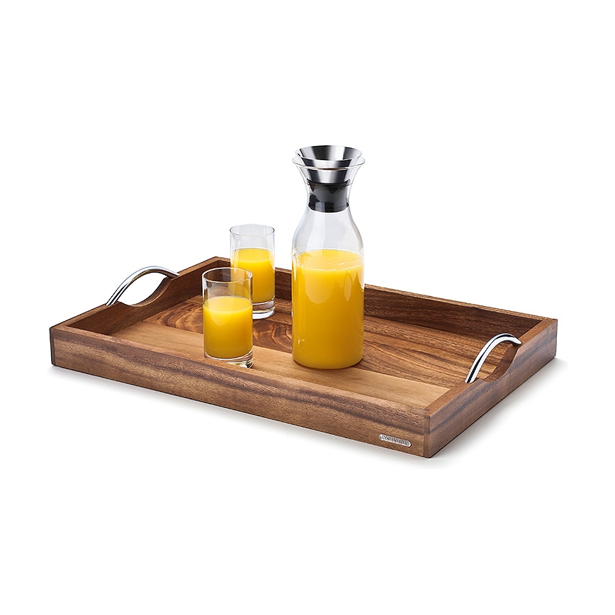 Continenta C4867 - Tabuleiro com pegas metálicas 53x36 cm acacia