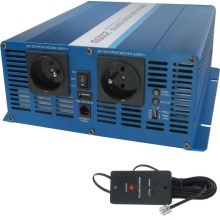Conversor de voltagem 2000W/24V/230V + controlo remoto com fio