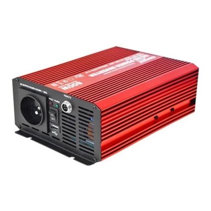Conversor de voltagem CARSPA 600W/12/230V + controlo remoto com fio
