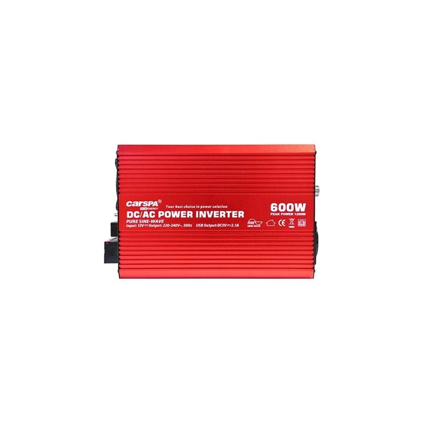 Conversor de voltagem CARSPA 600W/12/230V + controlo remoto com fio