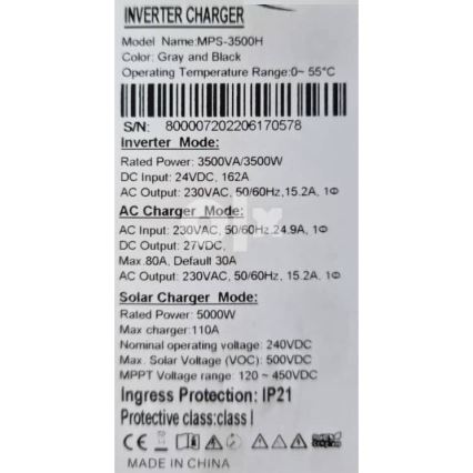 Conversor híbrido de voltagem 3500W/24V