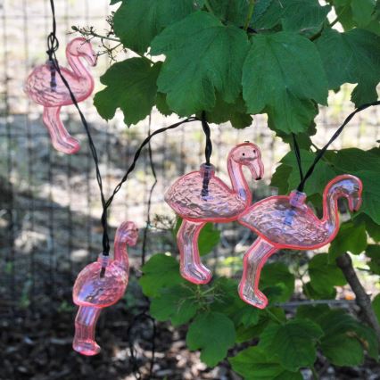 Cadeia decorativa solar LED 10xLED/1,2V 300 mAh 3,8 m IP44 flamingo
