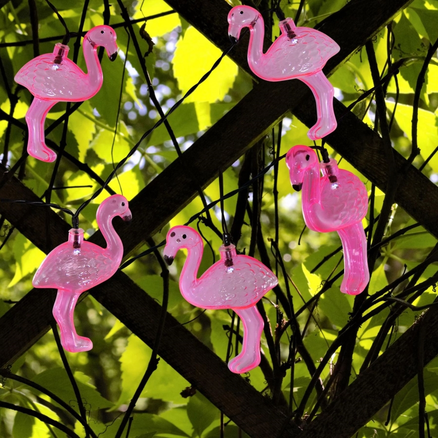 Cadeia decorativa solar LED 10xLED/1,2V 300 mAh 3,8 m IP44 flamingo