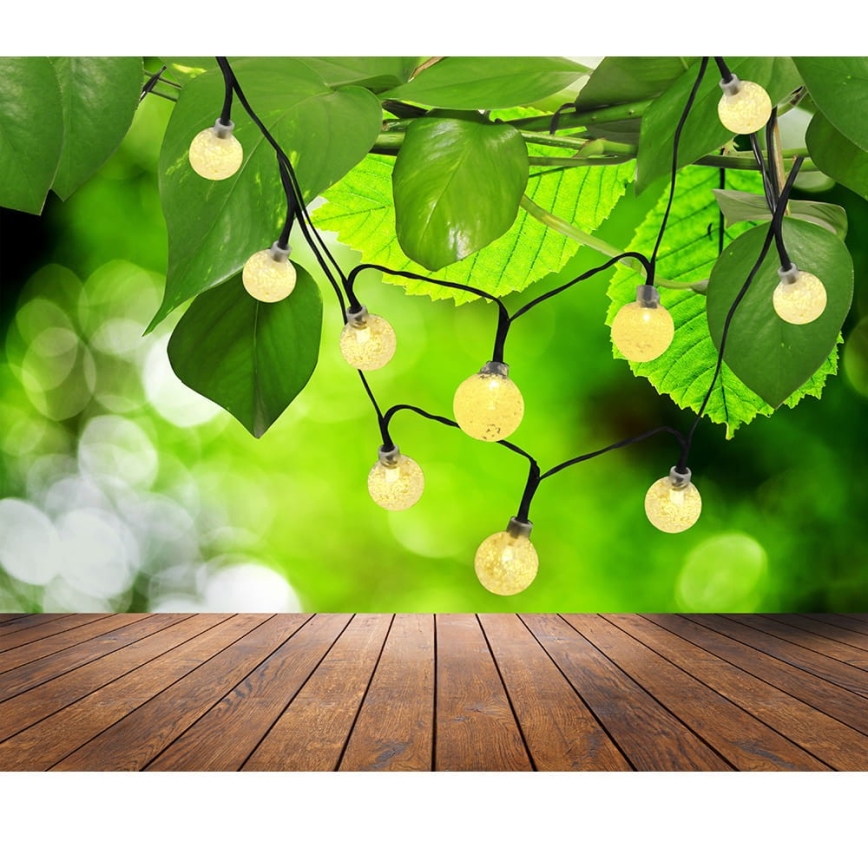 Cadeia Solar LED 30xLED/8 funções 300 mAh 4,9m IP44 branco quente