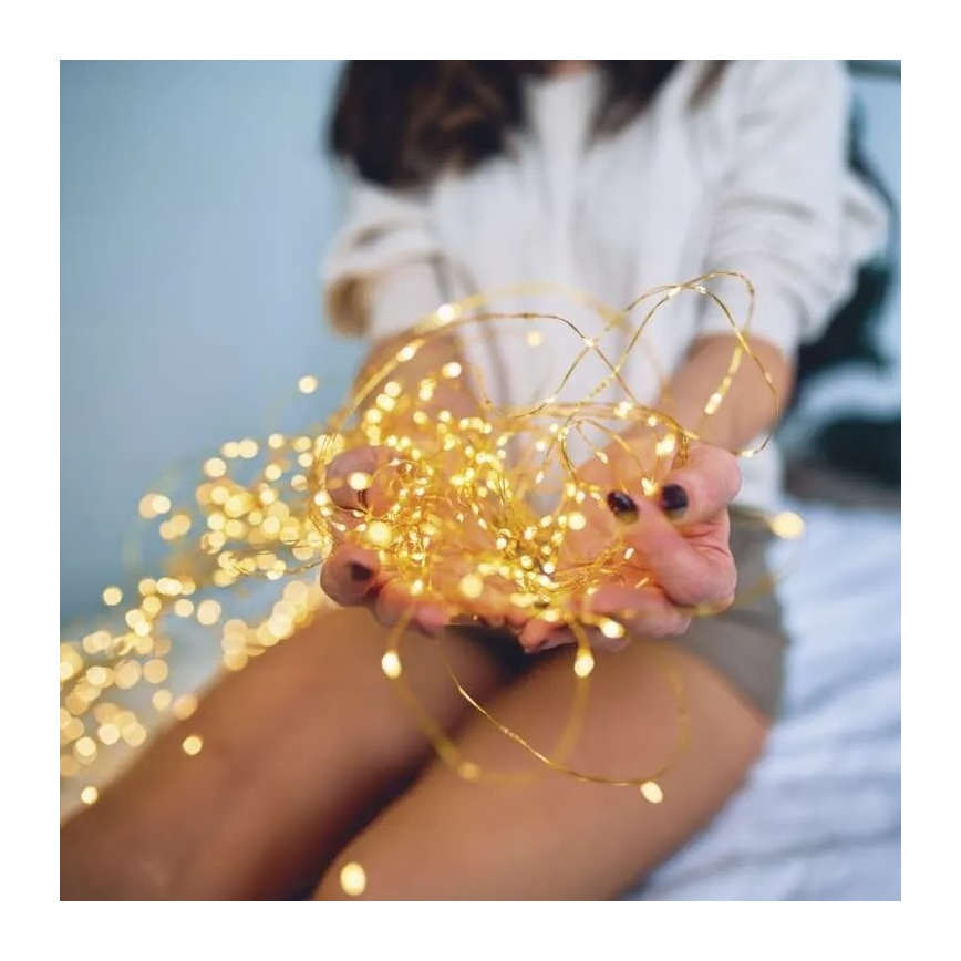 Cadeia de Luzes LED Solar LED/2,4W/1,2V 1xAA 15 m IP44 3000K 600 mAh