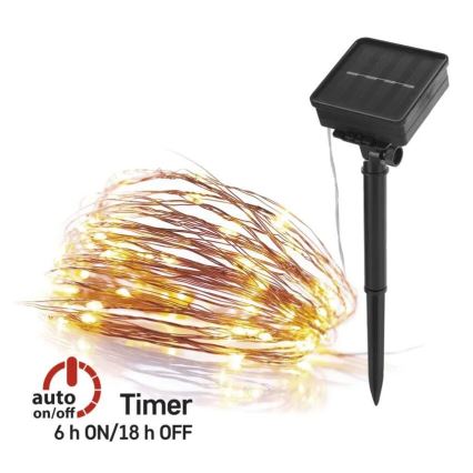 Cadeia de Luzes LED Solar LED/2,4W/1,2V 1xAA 15 m IP44 3000K 600 mAh