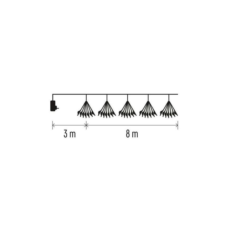 Cordão de LED 450 LEDs 8+3 m branco frio