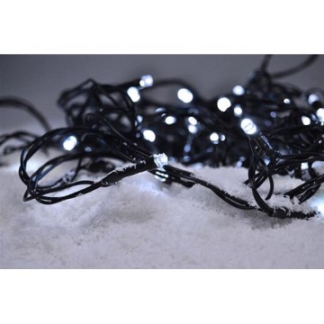 Cordão de LED para exterior, 100 LEDs, 8 modos, IP44, 13 m, branco frio
