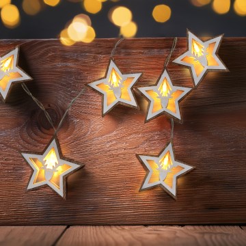 Cordão de luzes de Natal LED 10xLED/2xAA 1,8m branco quente