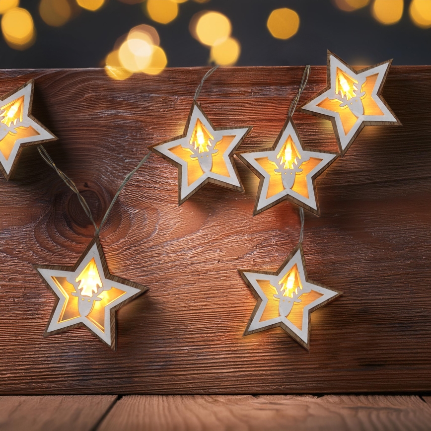 Cordão de luzes de Natal LED 10xLED/2xAA 1,8m branco quente